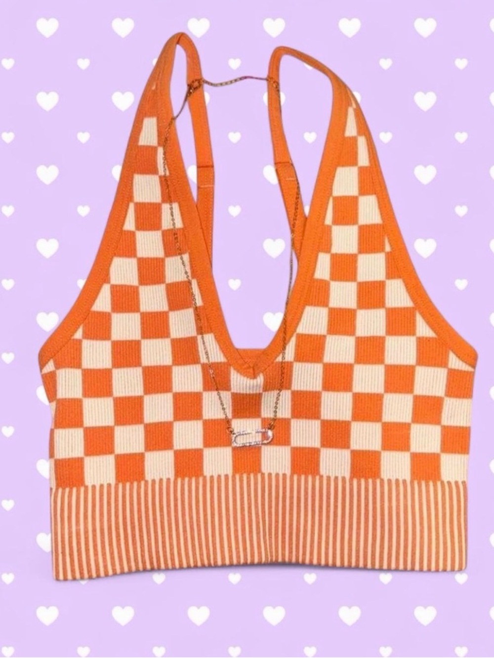 Garage Orange/White Checkered Tank Top